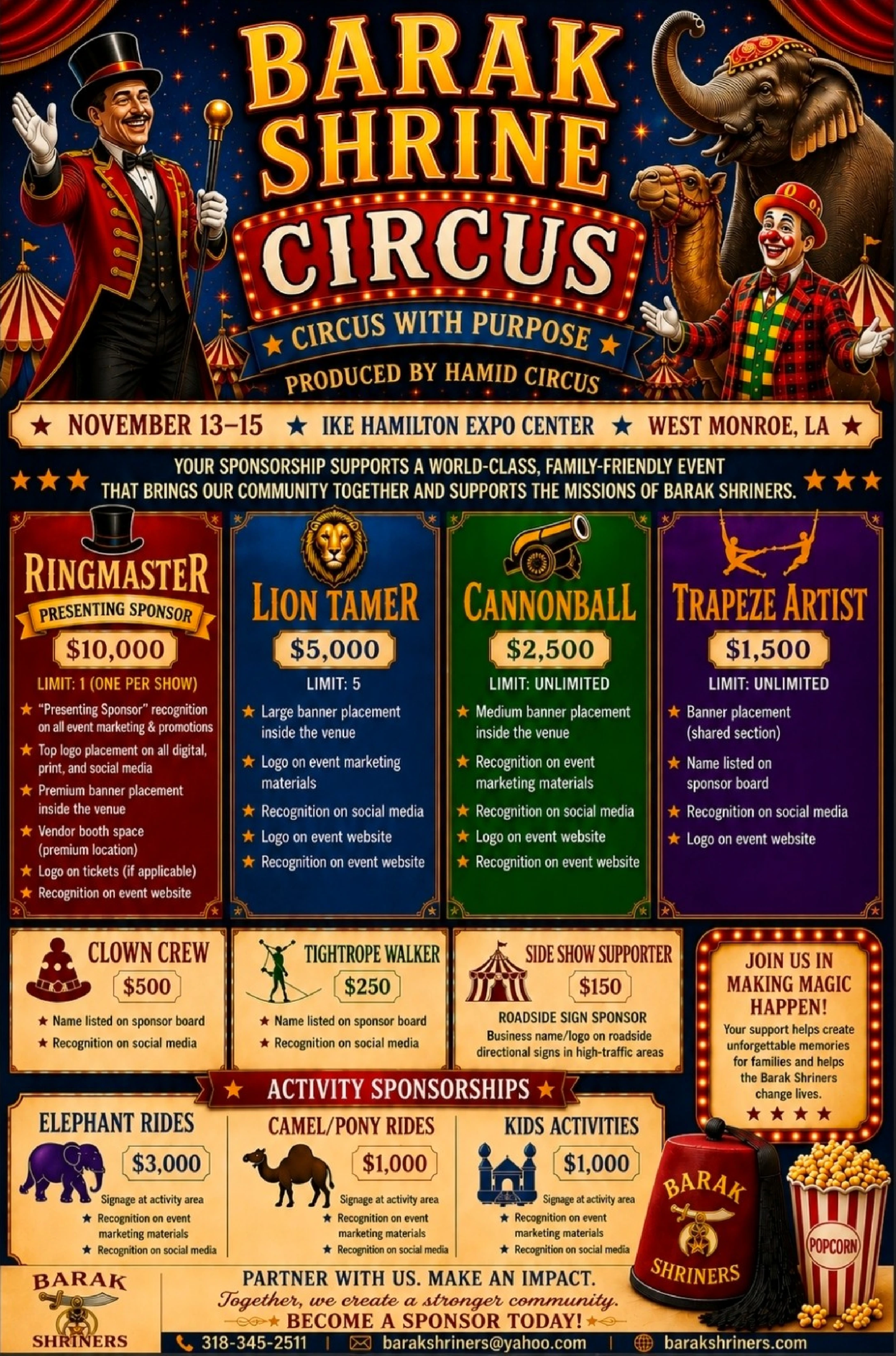Barak Shrine Annual Circus sponsor offers flyer